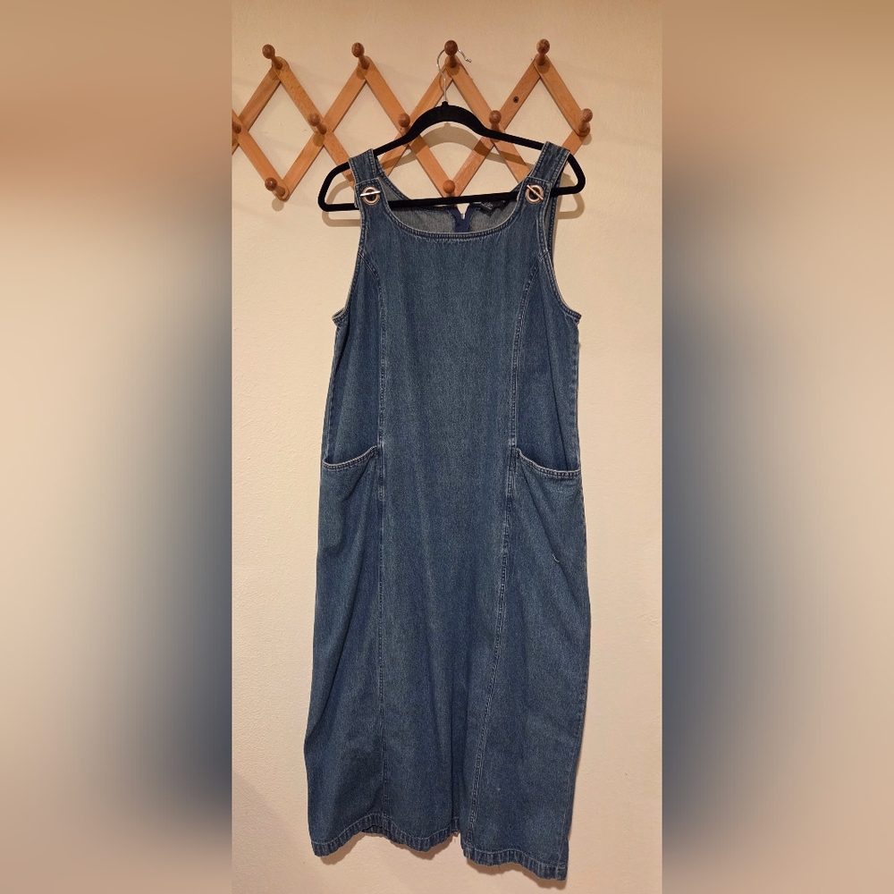 Blue J. VTG Blue Denim Overall Dress for Women Large